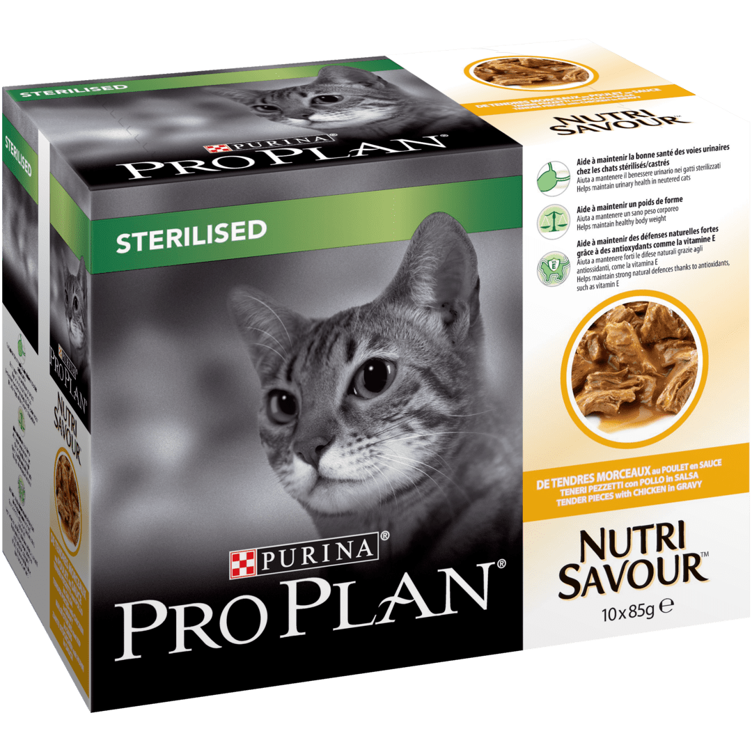 Boîtes Chat – Pro Plan Sachet Sauce Sterilised Poulet – 10 x 85 g