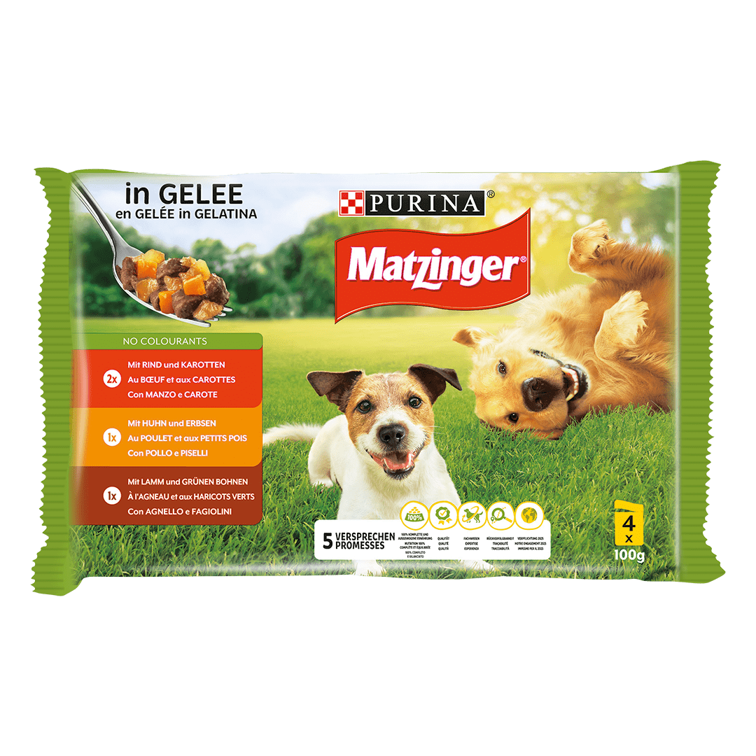 MATZINGER® ADULT Gelee Rind, Huhn, Lamm 4x100 g Purina