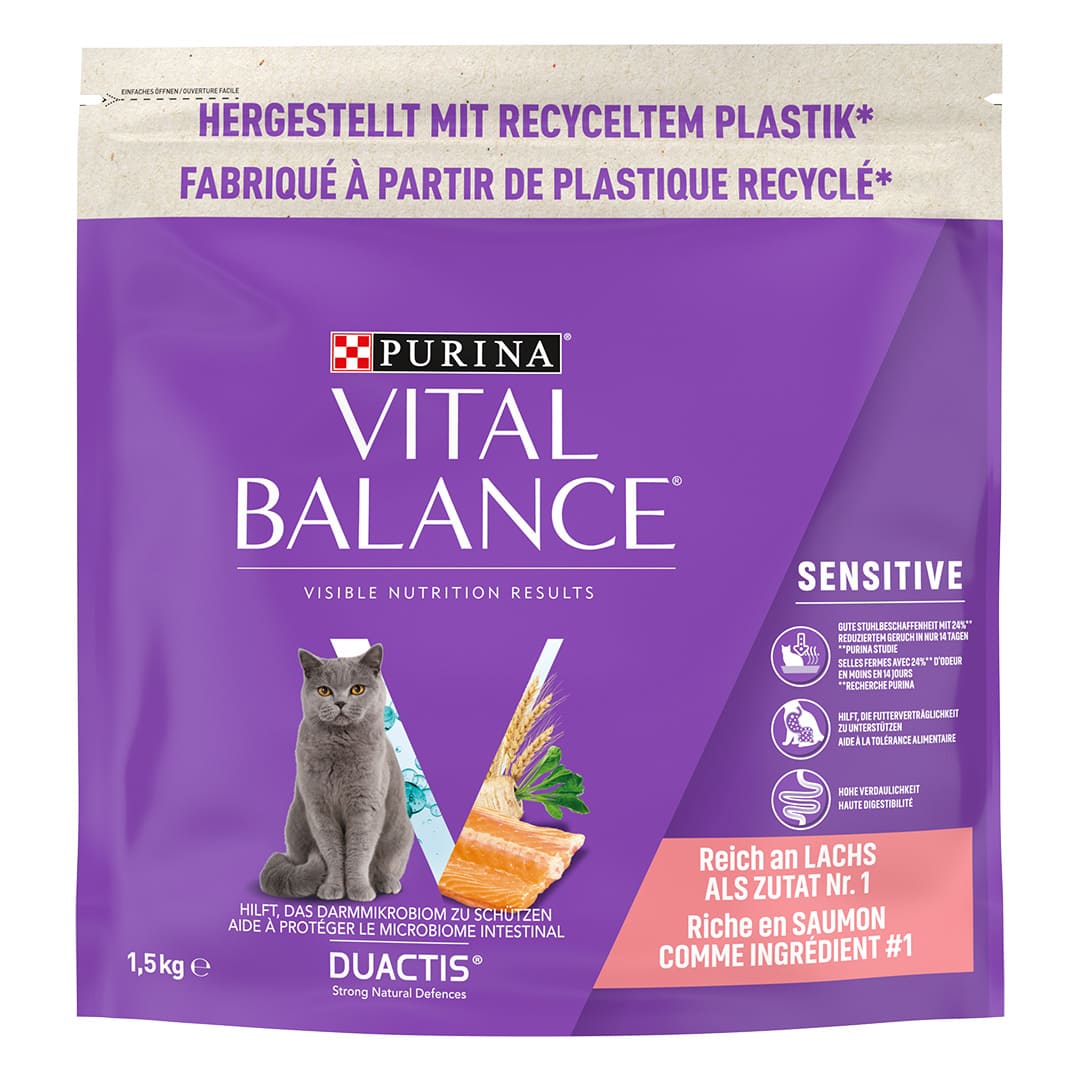 Nourriture pour chats Nutrition première, saumon, riz et pois