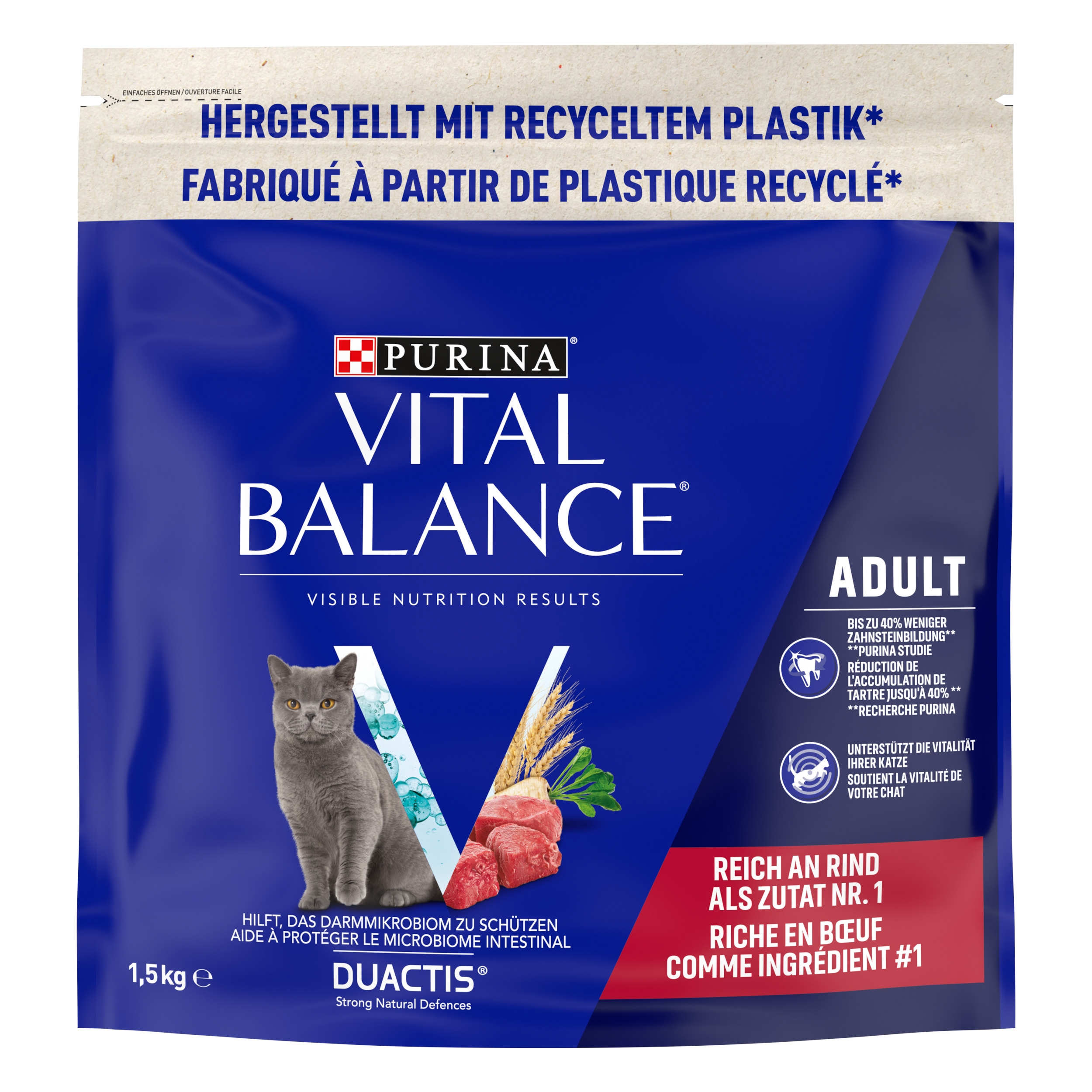 Croquettes PURINA VITAL BALANCE Adult au b uf 1.5kg