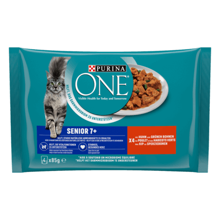 PURINA ONE® SENIOR 7+ Effilés en Sauce au Poulet et aux Haricots Verts​