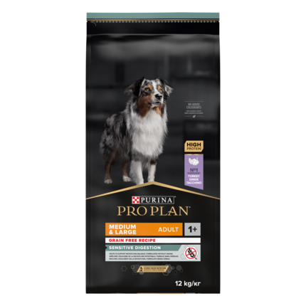 PURINA® PRO PLAN® Medium & Large Adult Sensitive Digestion Avec OPTIDIGEST™ Grainfree Riche en Dinde