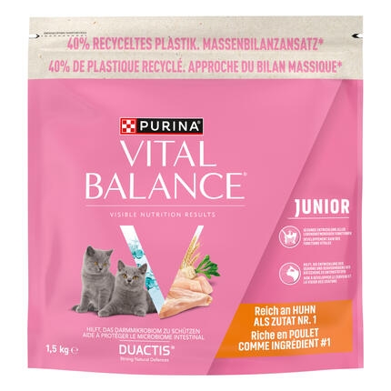 PURINA VITAL BALANCE JUNIOR 1-12 Monate, reich an Huhn, Katzentrockenfutter, Beutel 1.5kg