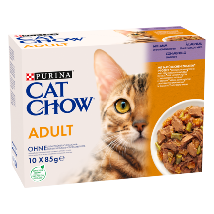 CAT CHOW® Feuchfutter Adult Lamm und Bohnen 10x85 gr
