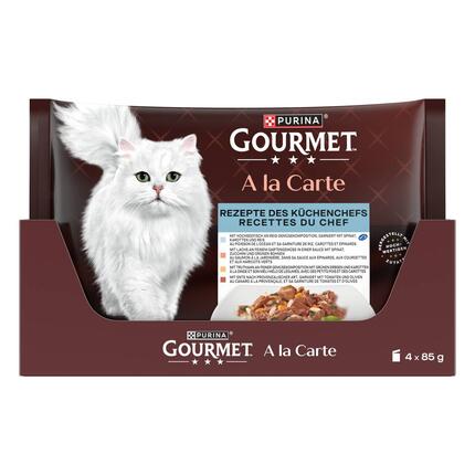 PURINA Gourmet A La Carte Raffinessen des Küchenchefs, Hochseefisch, Truthahn, Lachs, Enten