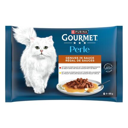GOURMET PERLE Régal de Sauces au Boeuf et Poulet dans une sauce saveur Rôti