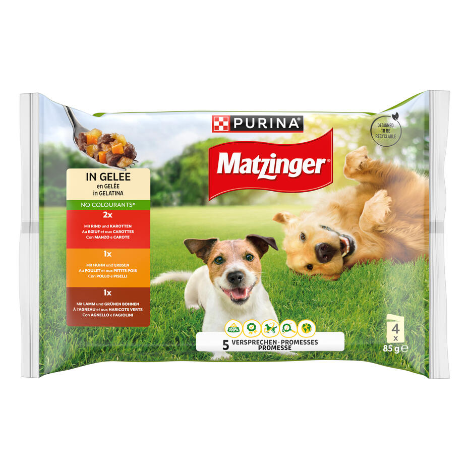 MATZINGER® ADULT Gelée Boeuf, Poulet, Agneau 4x100 g