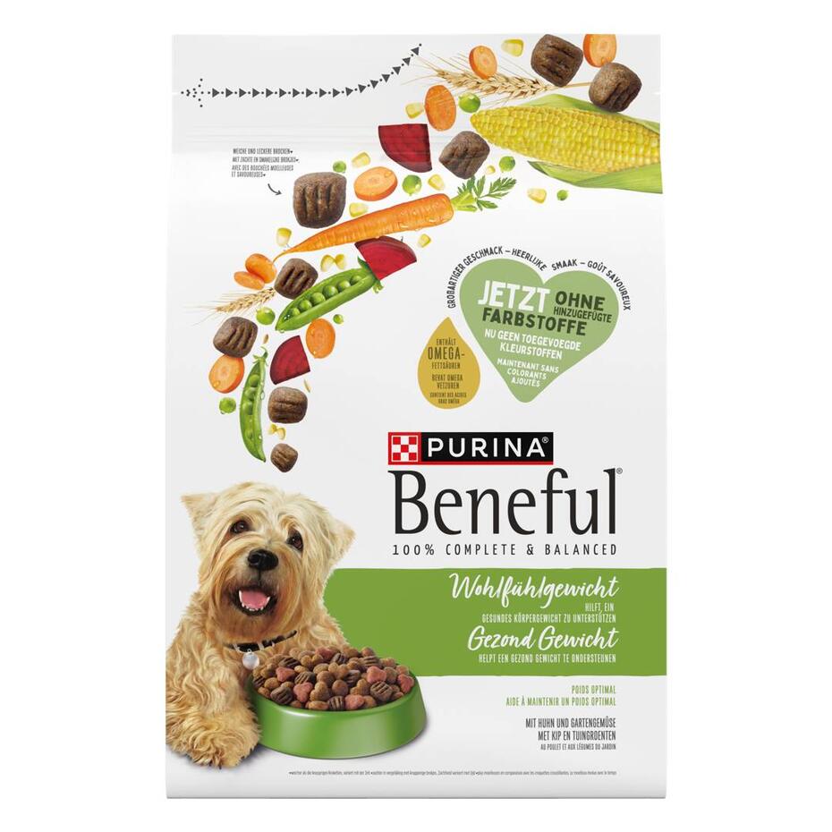 PURINA BENEFUL Poids Optimal au poulet et aux légumes du jardin, Croquettes pour chien, Sac 2.8kg