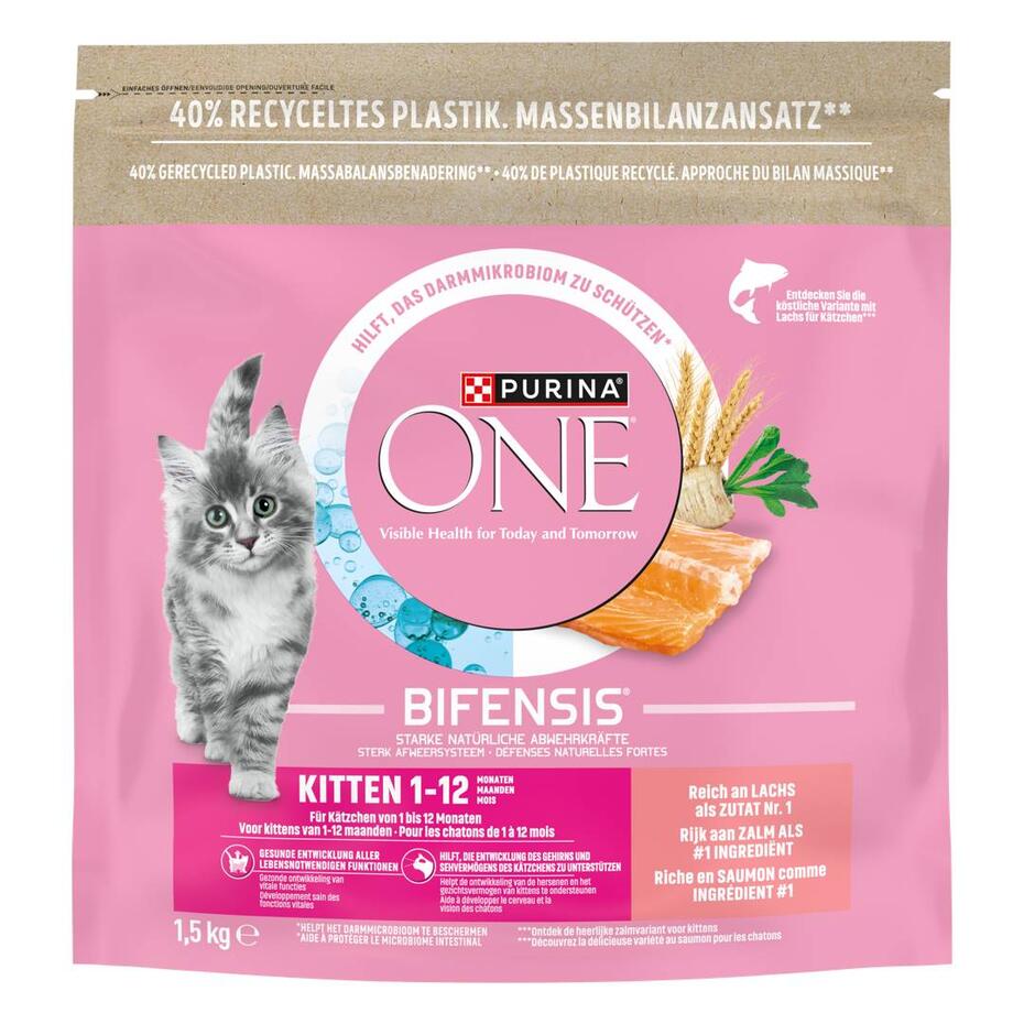 PURINA ONE Junior  Riche en Saumon, Croquettes Chat 1.5kg