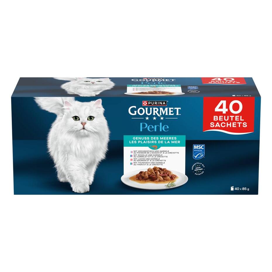 GOURMET PERLE Les Plaisirs de la Mer, au Poisson de l'Océan et à la Crevette, au Thon et à la Crevette, au Saumon et à la Cre