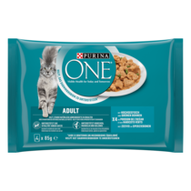 PURINA ONE® Adult Katze Zarte Stückchen in Soße mit Hochseefish und grünen Bohnen