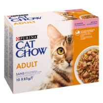 Cat Chow humide Adult Saumon et Haricots 10x85 gr
