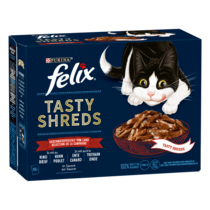 FELIX® TASTY SHREDS AUSWAHL VOM LAND 10X80 G