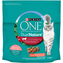 PURINA ONE® DualNature® pour chats sterilisés. Riche en saumon