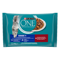 PURINA ONE® SENIOR 7+ zarte Stückchen in Sauce mit Rind und Karotten