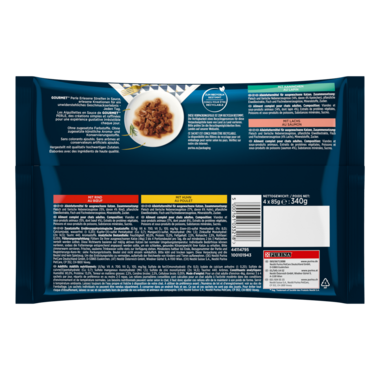 GOURMET™ Perle Erlesene Streifen in Sauce mit Rind, Huhn, Lachs, Kanichen 4x85 g​