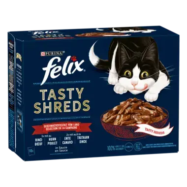 FELIX® TASTY SHREDS SELECTION DE LA CAMPAGNE 10X80 G
