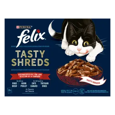 FELIX® TASTY SHREDS SELECTION DE LA CAMPAGNE 10X80 G