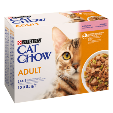 CAT CHOW® Feuchtfutter Adult Lachs und Bohnen 10x85 gr