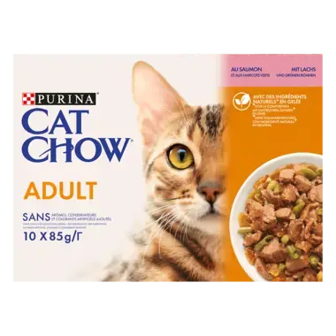CAT CHOW® Feuchtfutter Adult Lachs und Bohnen 10x85 gr