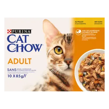 CAT CHOW® Feuchtfutter Erwachsene Huhn & Zucchini 10x85 gr