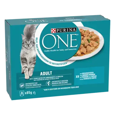 PURINA ONE® ADULT Effilés en sauce au Poisson de l'Océan et aux Haricots verts