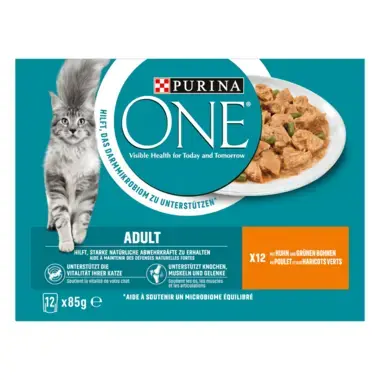 PURINA ONE® ADULT Effilés en Sauce au Poulet et aux Haricots Verts