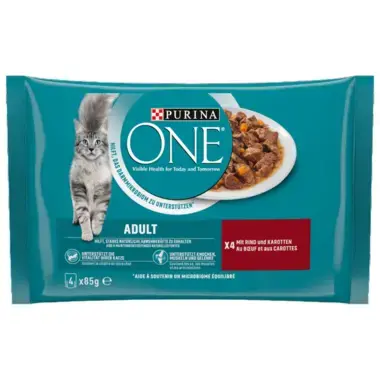 PURINA ONE® ADULTE Effilés en Sauce au Bœuf et aux Carottes
