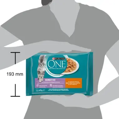 PURINA ONE® SENSITIVE Effilés en Sauce au Poulet et aux Carottes​
