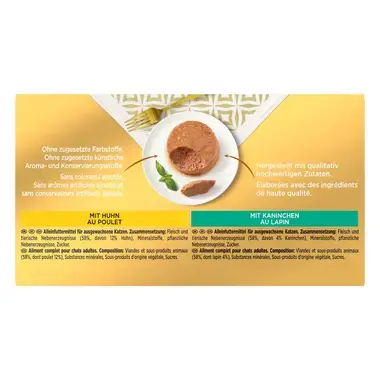 GOURMET™ Gold Mousse au lapin, au poulet, au saumon, aux rognons 4x85g