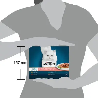 GOURMET™ Perle Erlesene Streifen in Sauce mit Rind, Huhn, Lachs, Kanichen 24x85 g