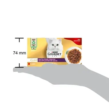 GOURMET™ GOLD Les éffilochés en sauce au boeuf et poulet 4x85g