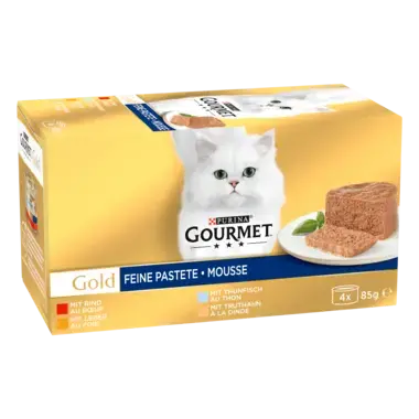 GOURMET™ Gold Feine Pastete mit Rind, Kaninchen, Lamm, Kalb 24x85 g