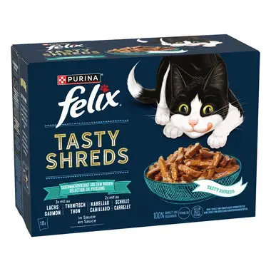 FELIX® TASTY SHREDS FISCHAUSWAHL 10X80 G