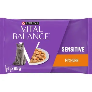 07613035264267 PURINA VITAL BALANCE ADULT Sensitive Effilés en Sauce au Poulet et aux Carottes