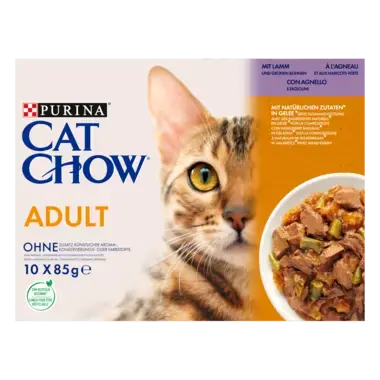 CAT CHOW® Feuchfutter Adult Lamm und Bohnen 10x85 gr
