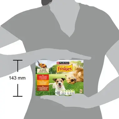Friskies® Dog Adult in Gelee, Huhn Rind Lamm Gemüse, 12x85g