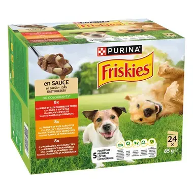 Friskies® Dog Adult in Sauce, Rind Huhn Lamm Gemüse, 24x85g