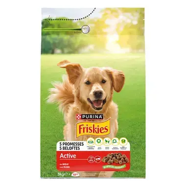 Friskies® Dog Active mit Rind, Hunde Trockenfutter, Beutel 3kg