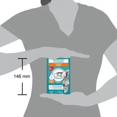 PURINA ONE HYDRALIFE Aliment complémentaire pour chat adulte au goût de Poulet, Sachet 6x50g