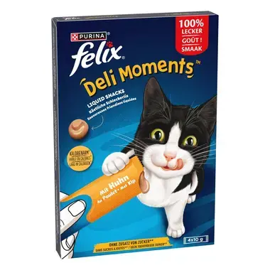 FELIX Deli Moments Köstliche Schleckerli für Katzen mit Huhn in 4x10 g Sachet