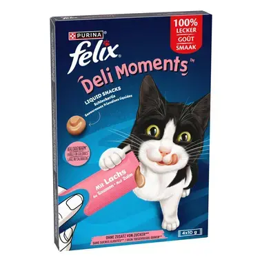 FELIX Deli Moments Köstliche Schleckerli für Katzen mit Lachs in 4x10 g Sachet