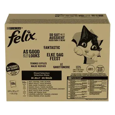 FELIX® Aussi Bon que Beau® au Bœuf en Gelée, au Poulet en Gelée, au Thon en Gelée, au Saumon en Gelée