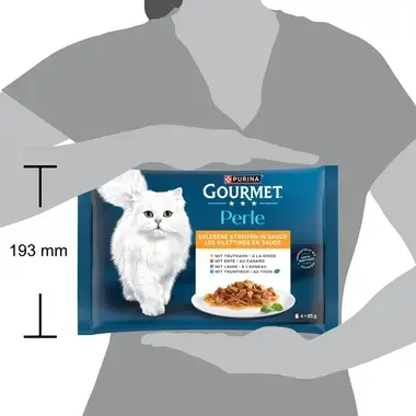 GOURMET PERLE Les Filettines en Sauce pour chat adulte Au Canard, à l'Agneau, au Thon et à la Dinde