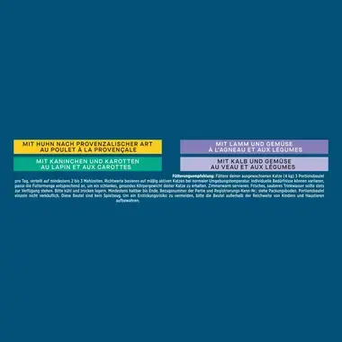 PURINA Gourmet Perle Erlesene Streifen in Sauce, mit Kaninchen und Gemüse, Huhn und Gemüse, Lamm und Gemüse, Kalb und Gemüse