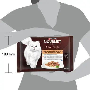 PURINA Gourmet A La Carte Raffinessen des Küchenchefs, Huhn, Forelle, Rind, Seelachs