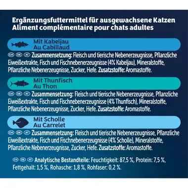 FELIX SOUP TIME Original mit Kabeljau, Thunfisch und Scholle, Katze Nassfutter, 6x48 g Portionsbeutel