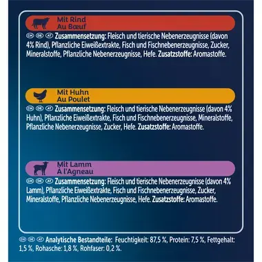 FELIX Soup Time Tender Strips Katzennassfutter für ausgewachsene Katzen mit Rind, Huhn und Lamm 6x48 g Portionsbeutel