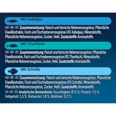 FELIX SOUP TIME Tender Strips mit Kabeljau, Thunfisch und Scholle, Katze Nassfutter, 6x48 g Portionsbeutel