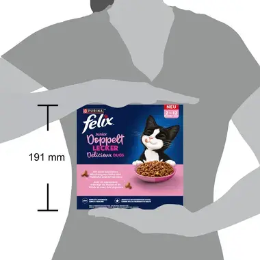 FELIX® Délicieux Duos Junior Poulet, Dinde, avec du Lait et des Légumes